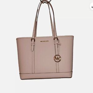Michael Kors‎ Jet Set Travel Powder Blush Leather Shoulder Tote NWT"